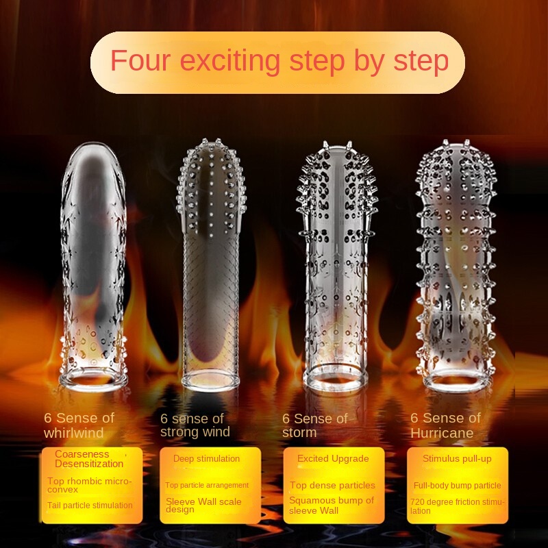 Reusable 3D Dotted Condom Penis Sleeve for Men