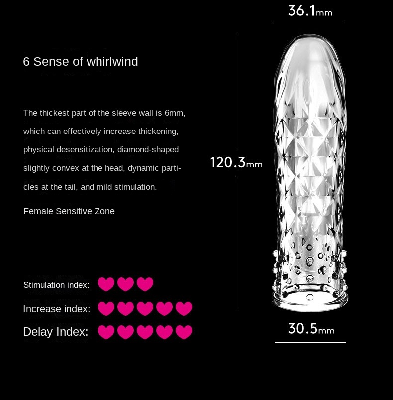 Reusable 3D Dotted Condom Penis Sleeve for Men