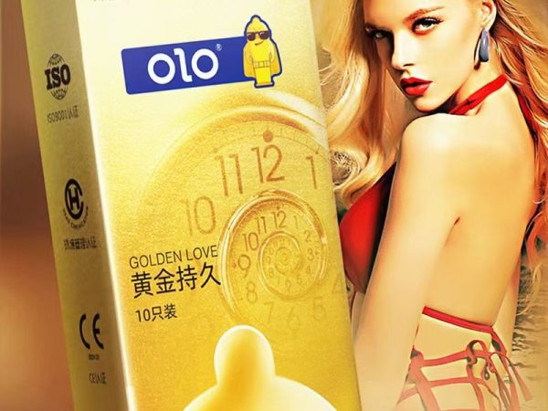 OLO Intense Ribbed with Delay Lubricant Premium Condom, 10 Count