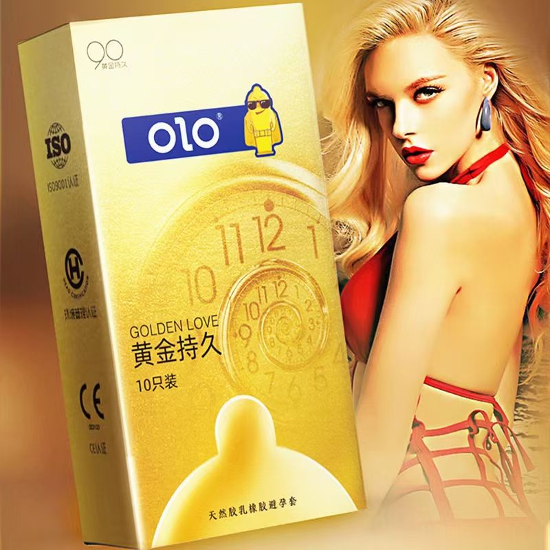 OLO Intense Ribbed with Delay Lubricant Premium Condom, 10 Count