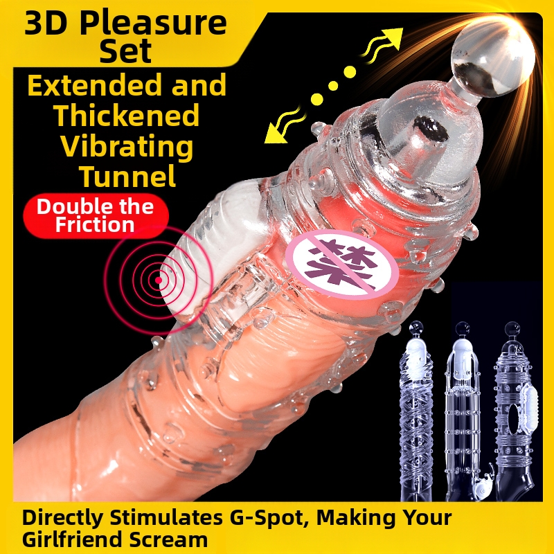 Reusable Extender Penis Sleeve with Cock Ring Vibrating