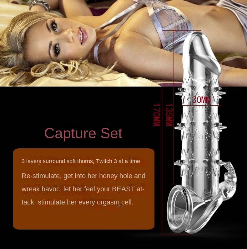 Reusable Penis Sleeve with Cock Ring Enlarger Sleeve for Men