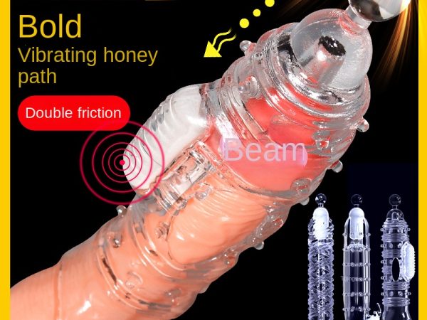 Reusable Penis Extender Cock Sleeve with Cock Ring Vibrating Motor for Men