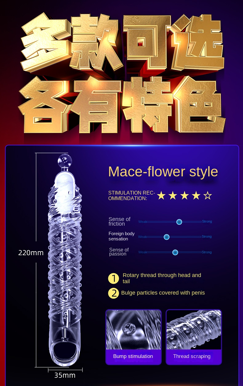 Reusable Penis Extender Cock Sleeve with Cock Ring Vibrating Motor for Men