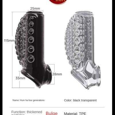 Reusable Knot Penis Sleeve with Cock Ring Enlarger for Couples Clear/Black