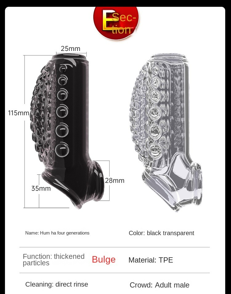Reusable Knot Penis Sleeve with Cock Ring Enlarger for Couples Clear/Black