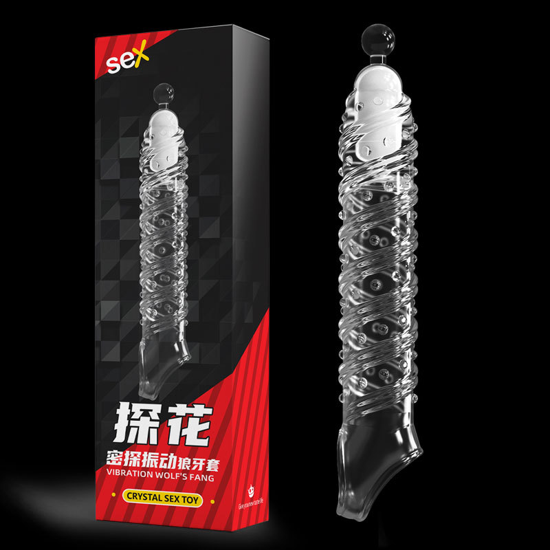 Reusable Penis Extender Cock Sleeve with Cock Ring Vibrating Motor for Men